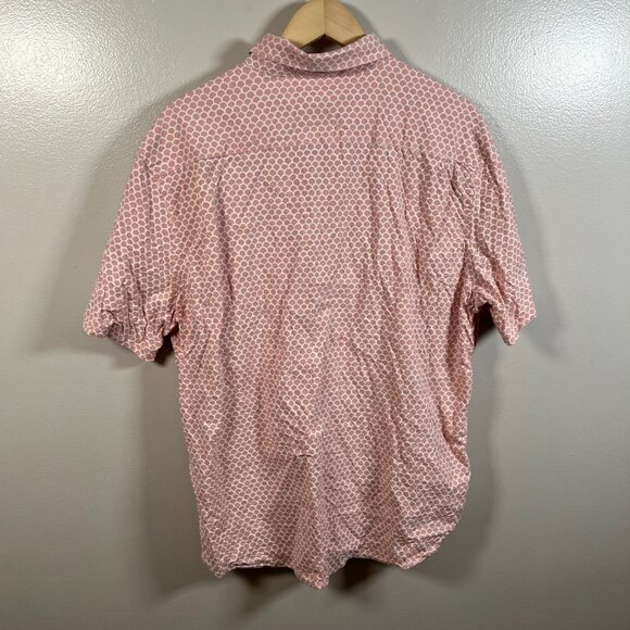 Faherty Playa Button Up Shirt Size XL Pink Organic Cotton Fish Scale Print - Picture 2 of 9